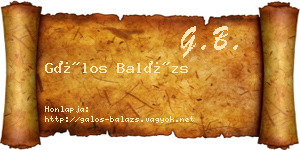 Gálos Balázs névjegykártya